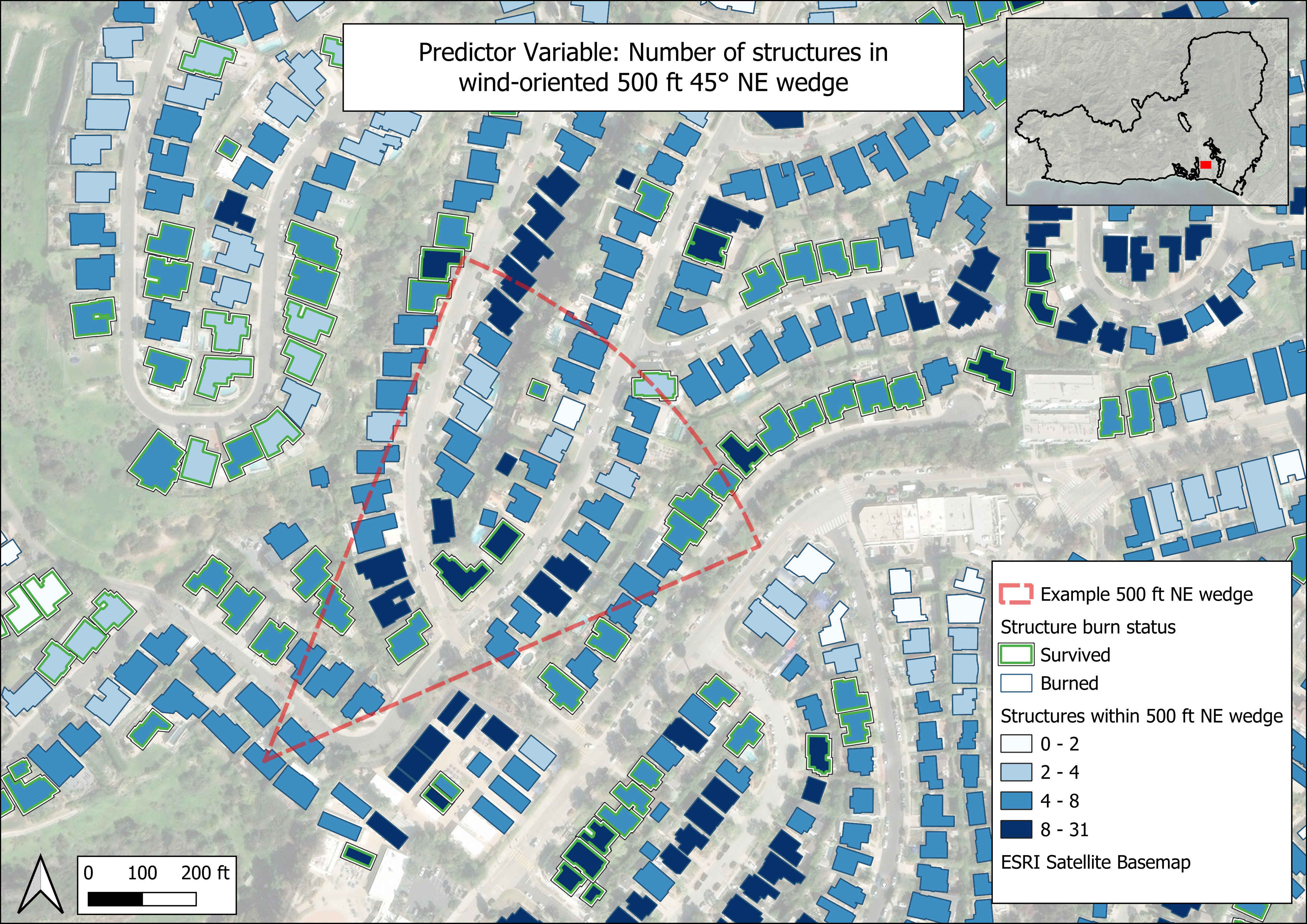 structures in 500ft NE wedge